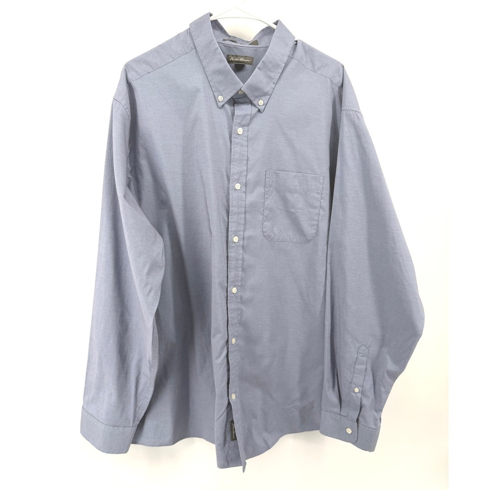 Eddie Bauer Wrinkle Free Relaxed Fit Blue Shirt Classic Long Sleeve Men 2XL